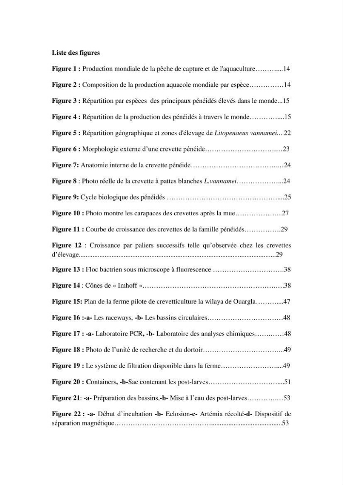 Contribution à la maîtrise des procédés d\'élevage de la crevette à pattes blanches Litopénaeus vannamel à basse salinité avec le système de biofloc dans la ferme pilote de crevetticulture de Hassi ben Abdallah (Ouargla):