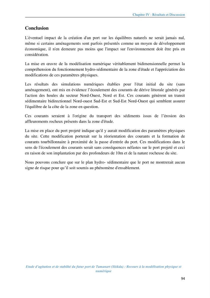 Etude d’agitation et de stabilité du futur port de Tamanart (Skikda): recours à la modélisation physique et numérique