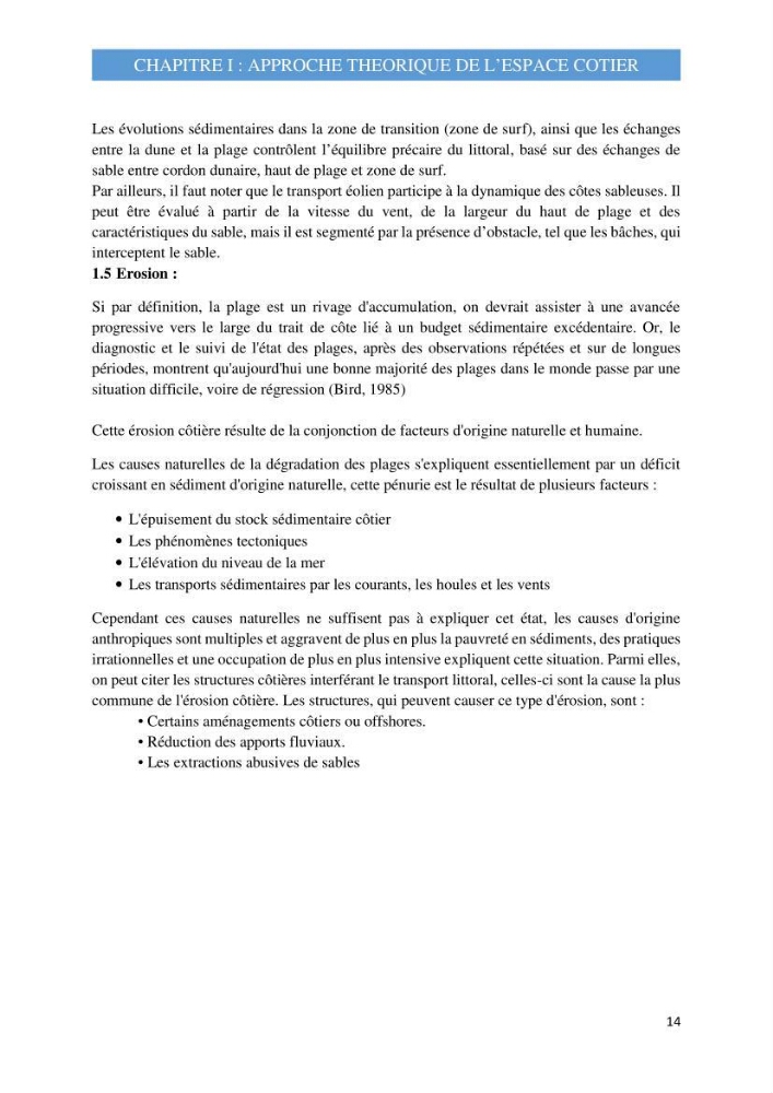 Influence des ouvrages portuaires et de protection sur l\'équilibre du littoral centre Algerien:
