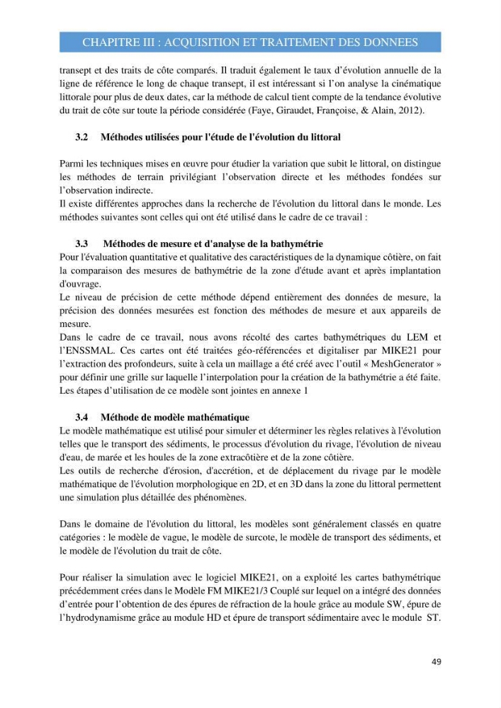 Influence des ouvrages portuaires et de protection sur l\'équilibre du littoral centre Algerien: