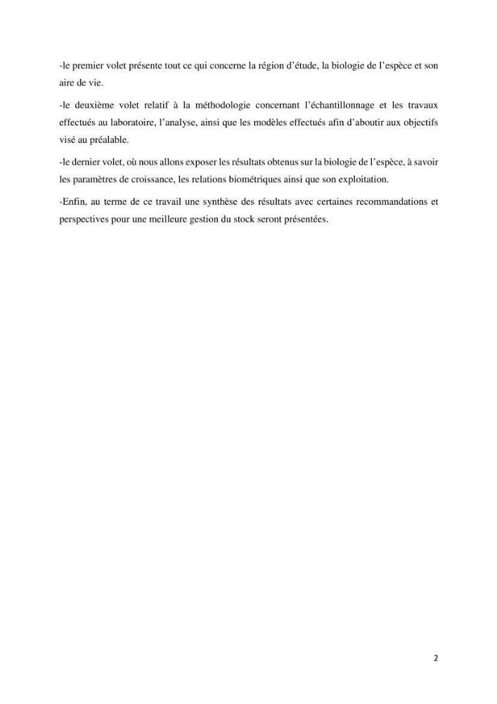 Contribution à l’étude de la croissance et l\'exploitation de Mullusbarbatus (Linné,1758) dans la baie de Bou-Ismail