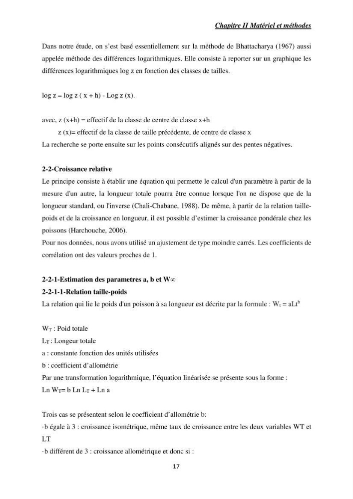 Contribution à l’étude de la croissance et l\'exploitation de Mullusbarbatus (Linné,1758) dans la baie de Bou-Ismail
