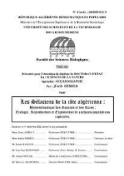 Les Sélaciens de la côte algérienne, biosystématique des requins et les raies: écologie, reproduction et exploitation de quelques populations capturées
