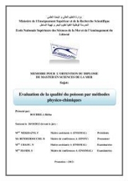 Evaluation de la qualité du poisson par méthodes physico-chimiques: