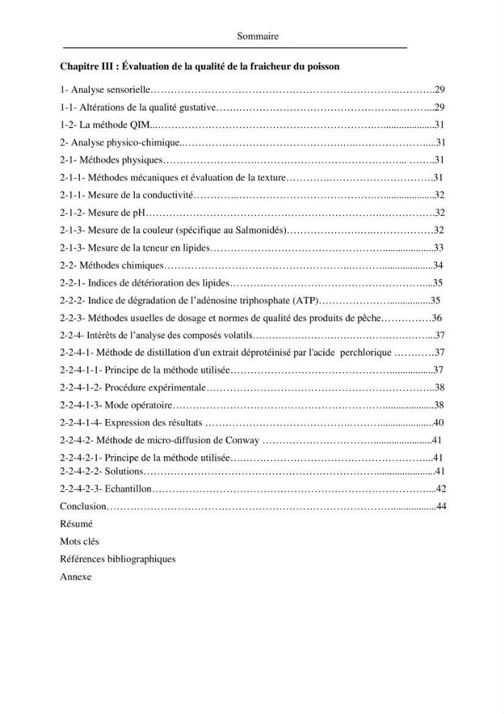 Evaluation de la qualité du poisson par méthodes physico-chimiques:
