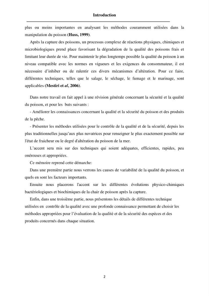 Evaluation de la qualité du poisson par méthodes physico-chimiques: