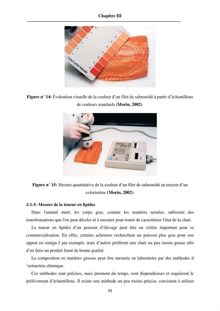 Evaluation de la qualité du poisson par méthodes physico-chimiques: