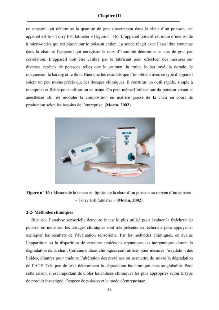 Evaluation de la qualité du poisson par méthodes physico-chimiques: