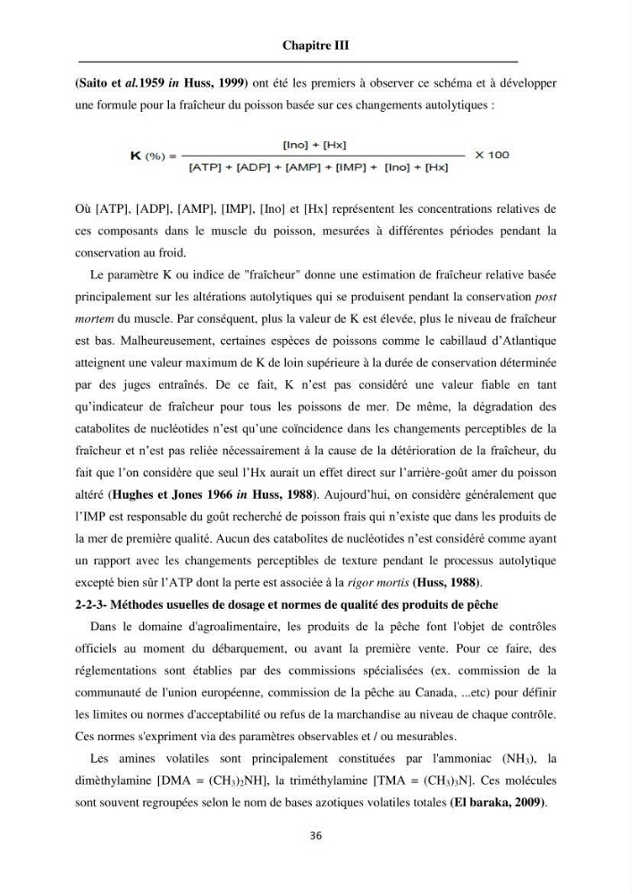 Evaluation de la qualité du poisson par méthodes physico-chimiques:
