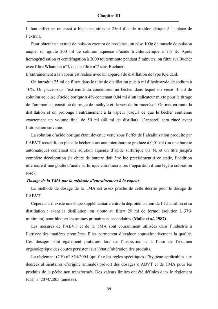 Evaluation de la qualité du poisson par méthodes physico-chimiques: