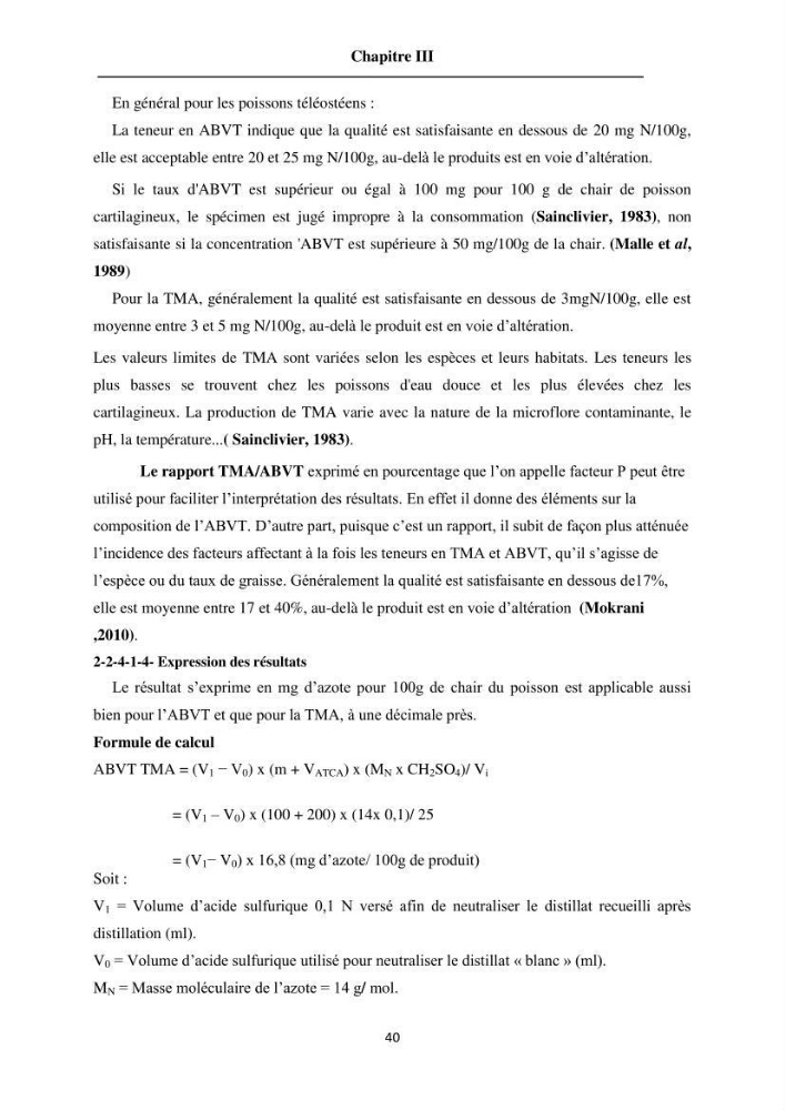 Evaluation de la qualité du poisson par méthodes physico-chimiques: