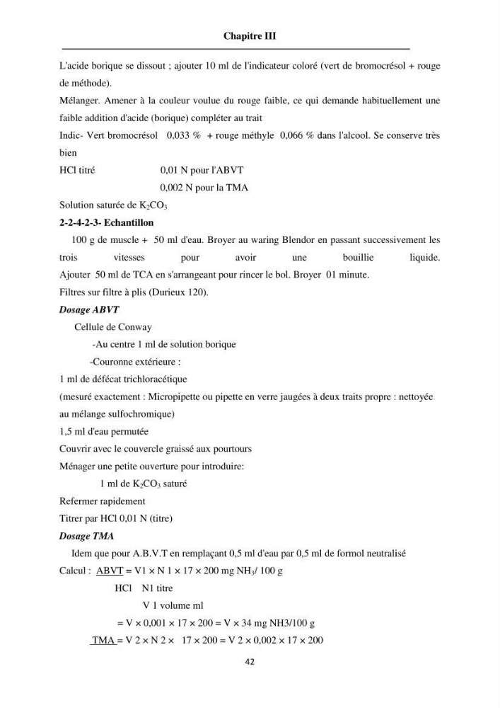 Evaluation de la qualité du poisson par méthodes physico-chimiques: