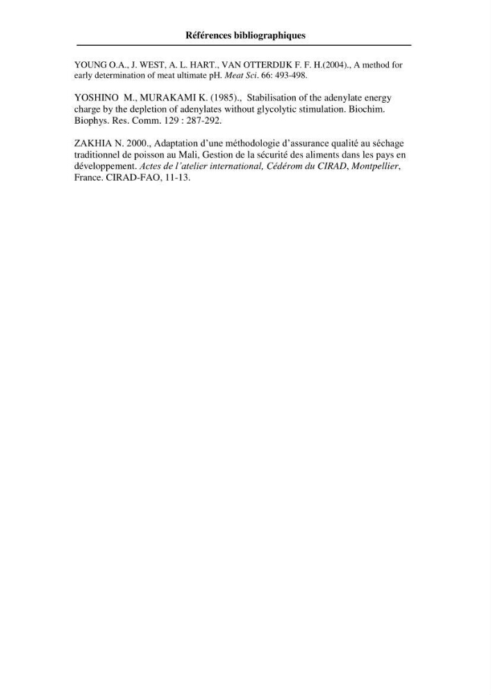 Evaluation de la qualité du poisson par méthodes physico-chimiques: