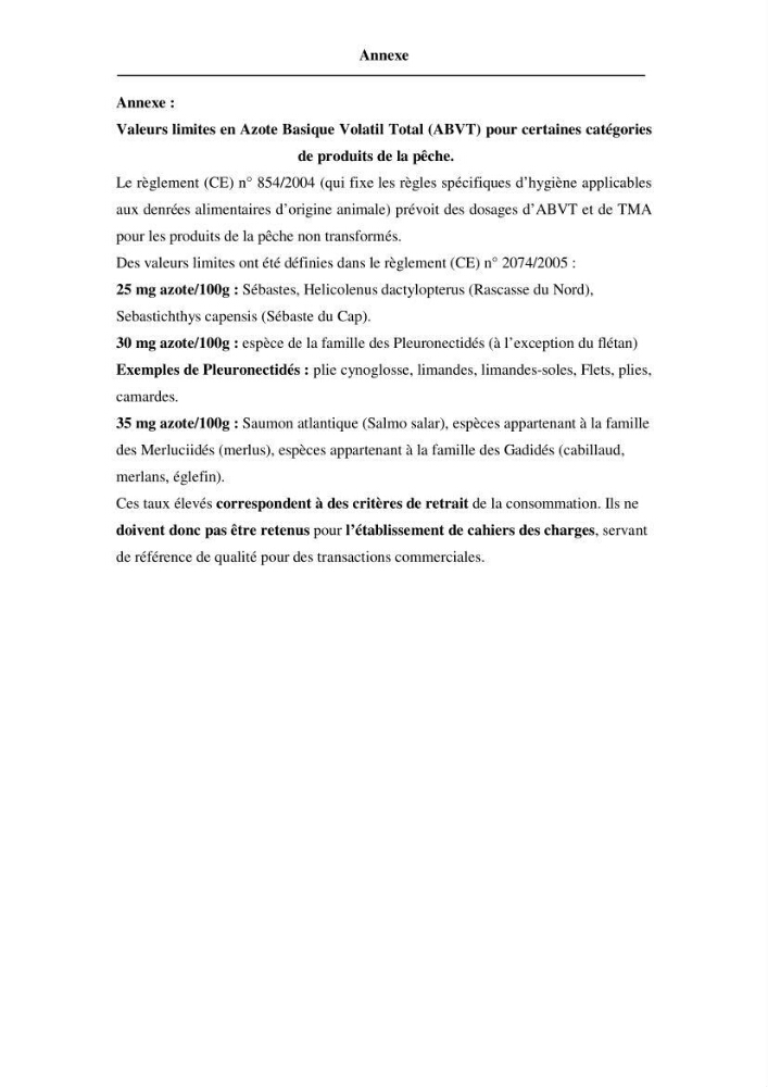 Evaluation de la qualité du poisson par méthodes physico-chimiques: