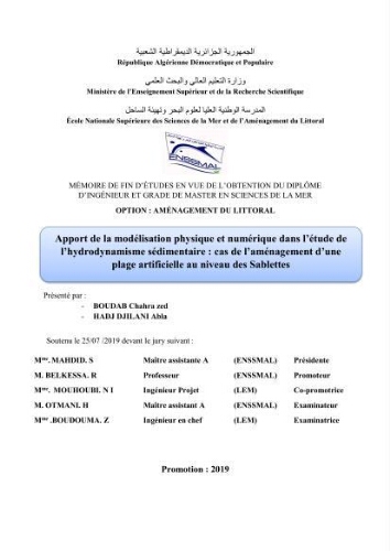 Apport de la modélisation physique et numérique dans l’étude de l’hydrodynamisme sédimentaire Apport de la modélisation physique et numérique dans l’étude de l’hydrodynamisme sédimentaire