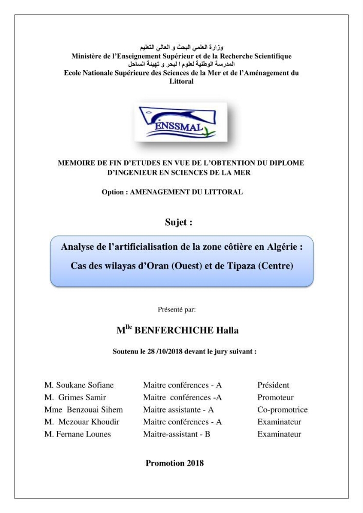 Analyse de l’artificialisation de la zone côtière en Algérie : Cas des wilayas d’Oran (Ouest) et de Tipaza (Centre)