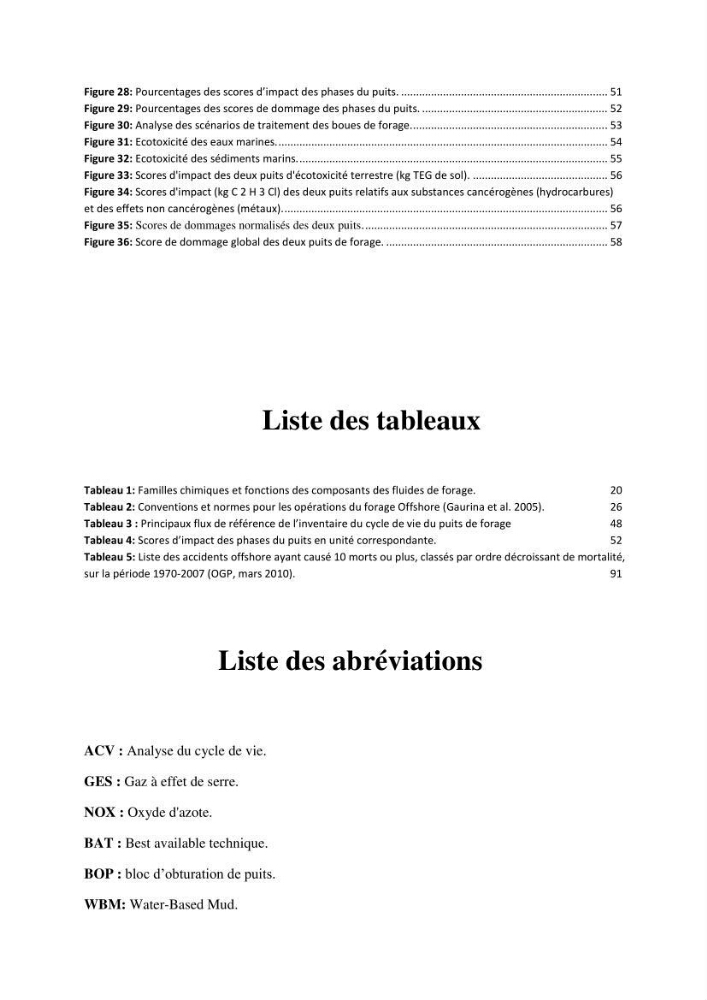 Analyse des impacts environnementaux potentiels du forage pétrolier offshore dans le cadre de l’Analyse du Cycle de Vie (ACV)