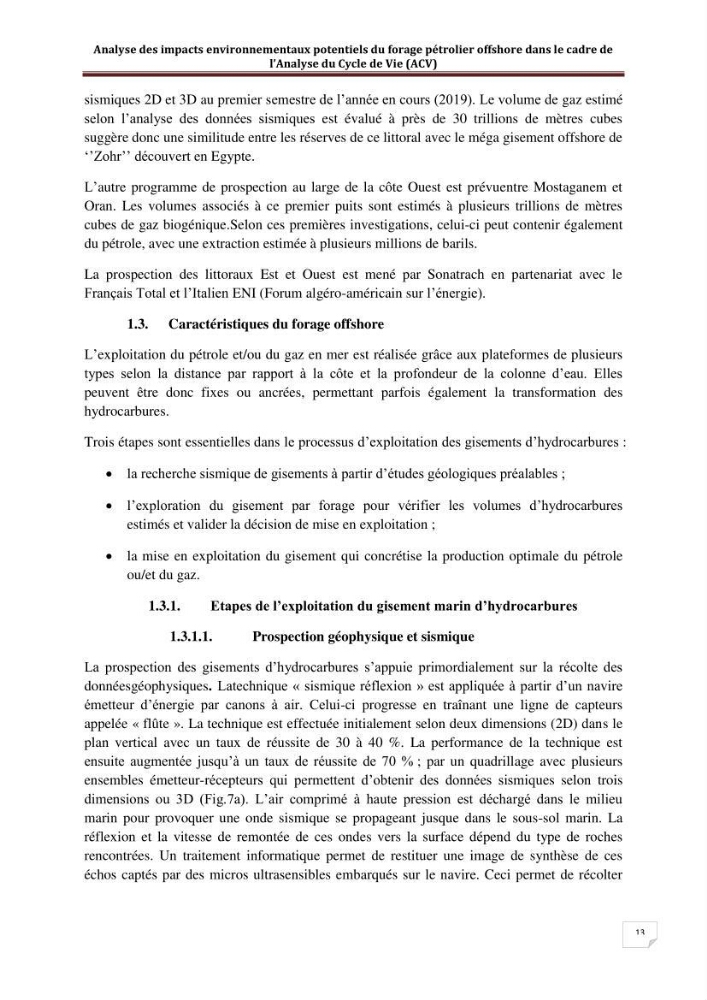 Analyse des impacts environnementaux potentiels du forage pétrolier offshore dans le cadre de l’Analyse du Cycle de Vie (ACV)