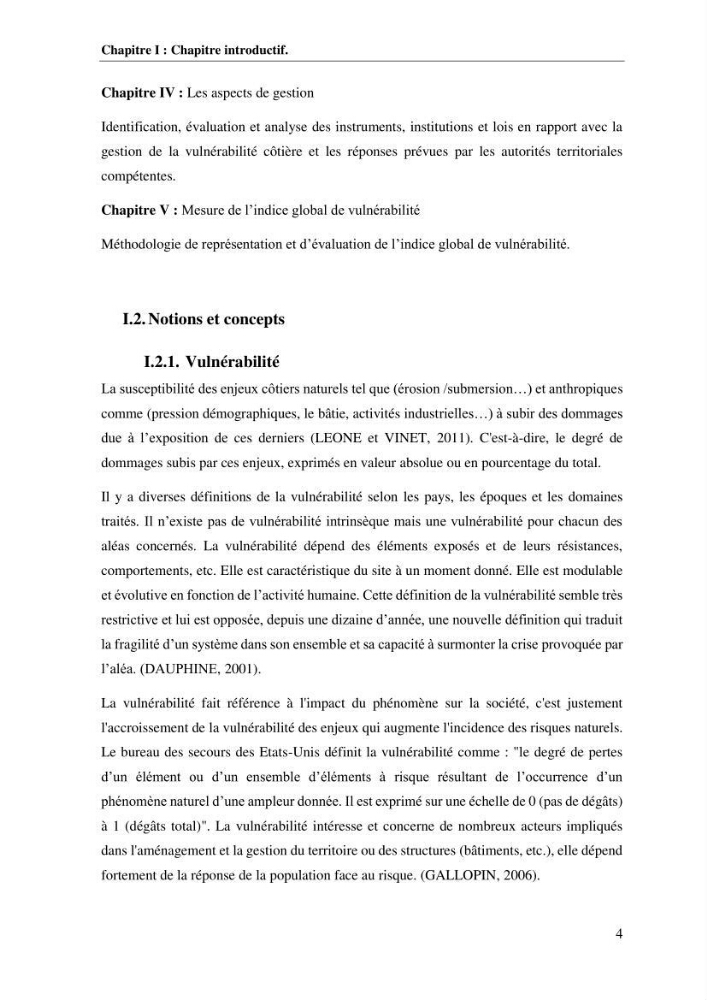 La vulnérabilité et la gestion de la zone côtière