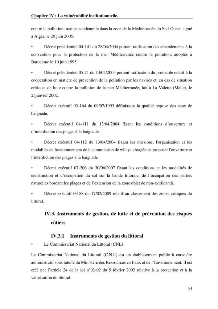 La vulnérabilité et la gestion de la zone côtière