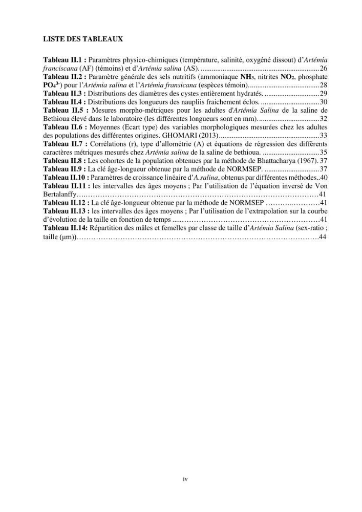 Mis en place des outils technologiques necessaires au developpement d\'un elevage d\'Artémia Salina du saline de Bethioua