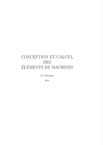 Conception et calcul des èléments de machines Conception et calcul des èléments de machines
