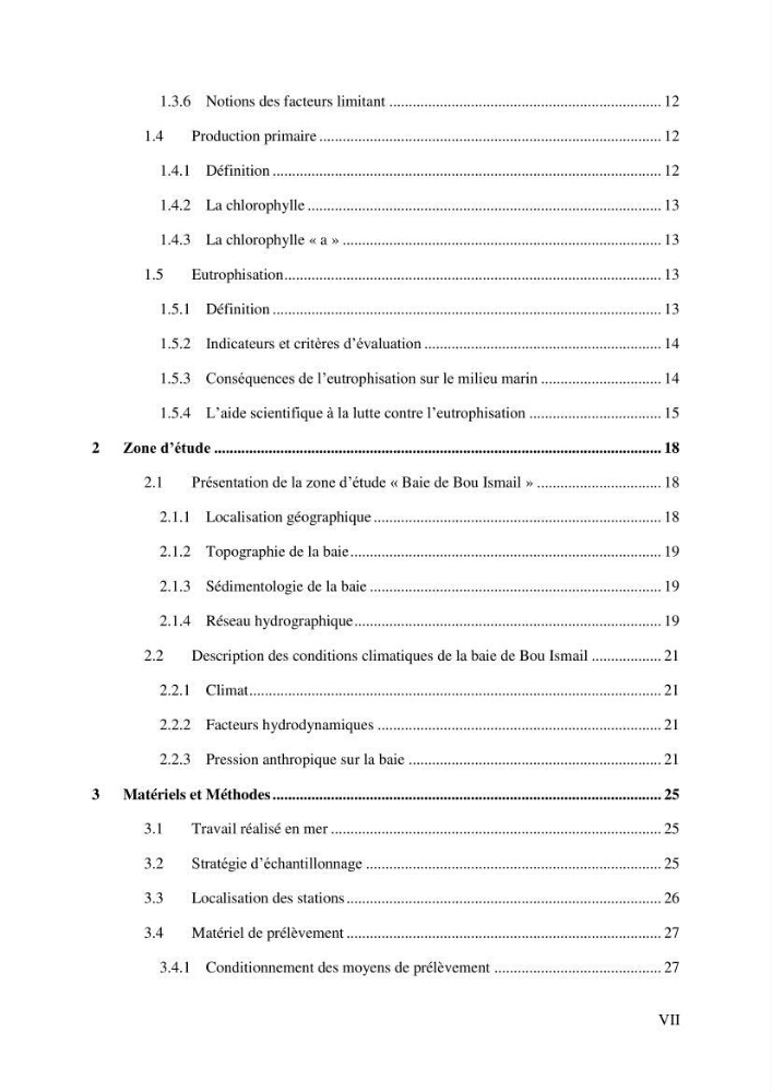 Etude et suivi des paramètres physico-chimiques et sels nutritifs dans les eaux côtières de la baie de Bou-Ismail