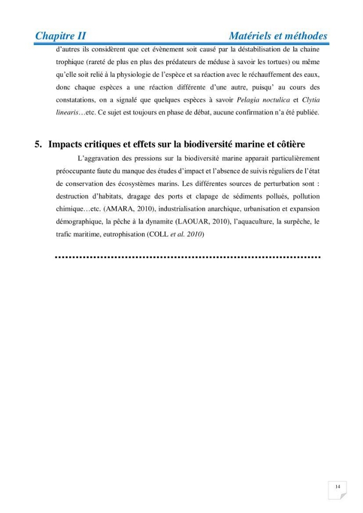 Inventaire des cnidaires de la côte Algérienne
