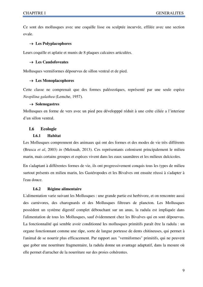 Inventaire des mollusques de la côte Algérienne: