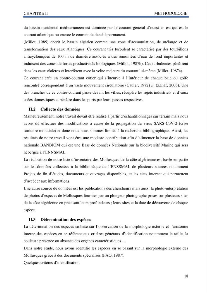 Inventaire des mollusques de la côte Algérienne: