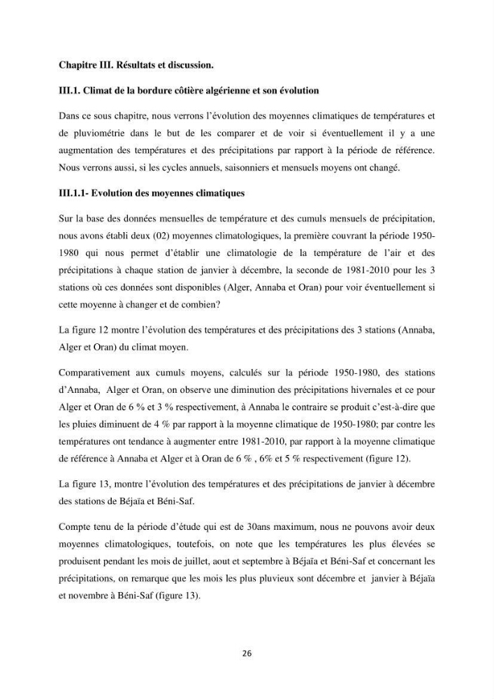 Etude des variabilités climatiques sur la côte Algerienne