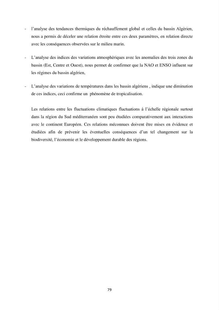 Etude des variabilités climatiques sur la côte Algerienne