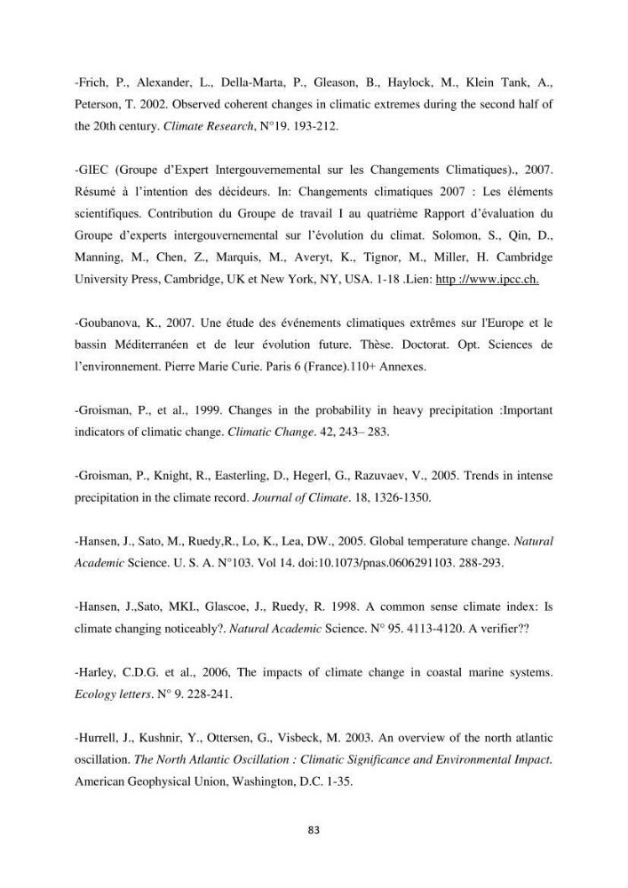 Etude des variabilités climatiques sur la côte Algerienne