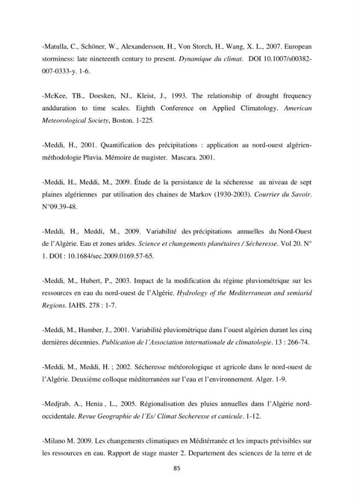 Etude des variabilités climatiques sur la côte Algerienne