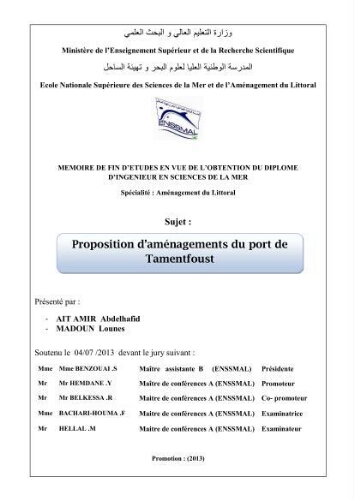 Proposition d'aménagements du port de Tamentfoust Proposition d'aménagements du port de Tamentfoust