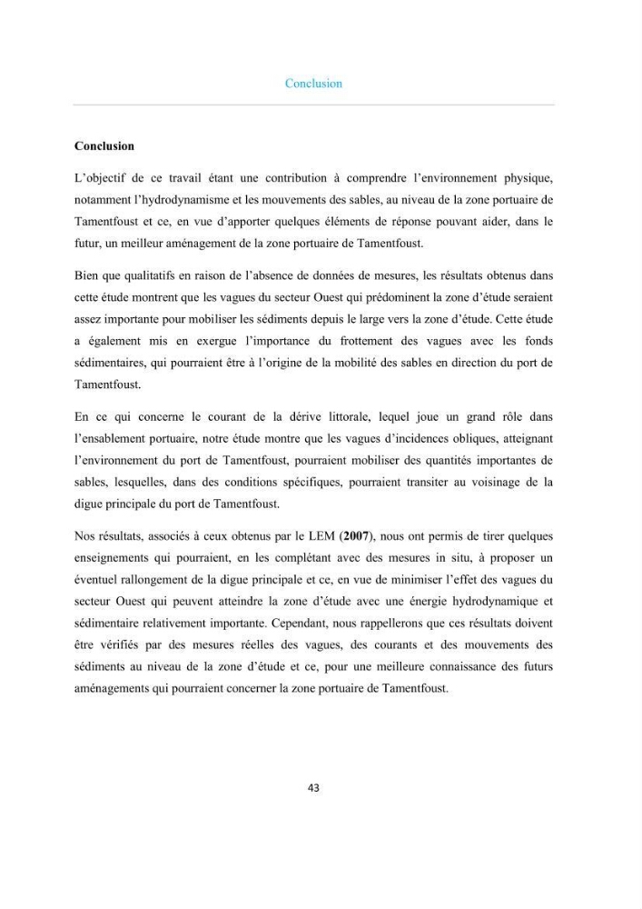 Proposition d\'aménagements du port de Tamentfoust