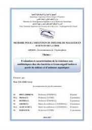 Evaluation et caractérisation de la résistance aux antibiotiques chez des bactéries à Gram négatif isolées à partir de milieux et d’animaux aquatiques: