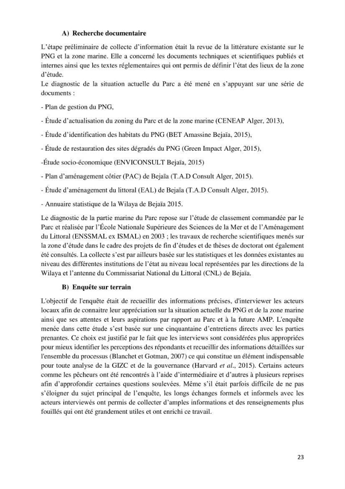 La gestion intégrée des parcs naturels côtiers: Cas du Parc National de Gouraya (PNC)? Bejaia