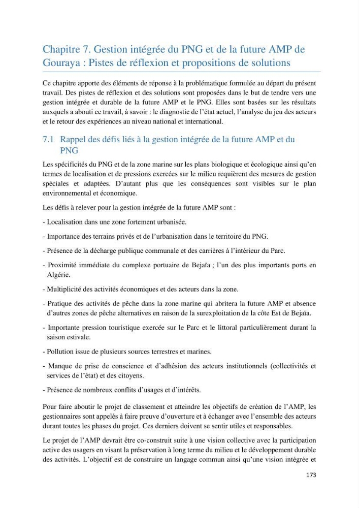 La gestion intégrée des parcs naturels côtiers: Cas du Parc National de Gouraya (PNC)? Bejaia