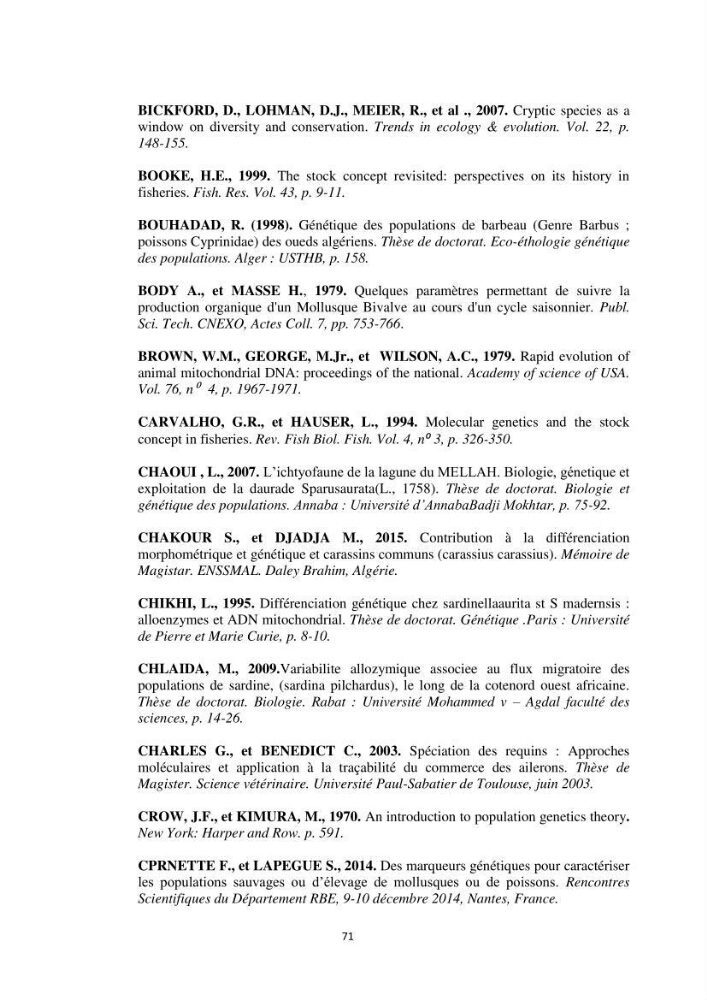 Contribution a la caractérisation systématique et morphologique des poissons :