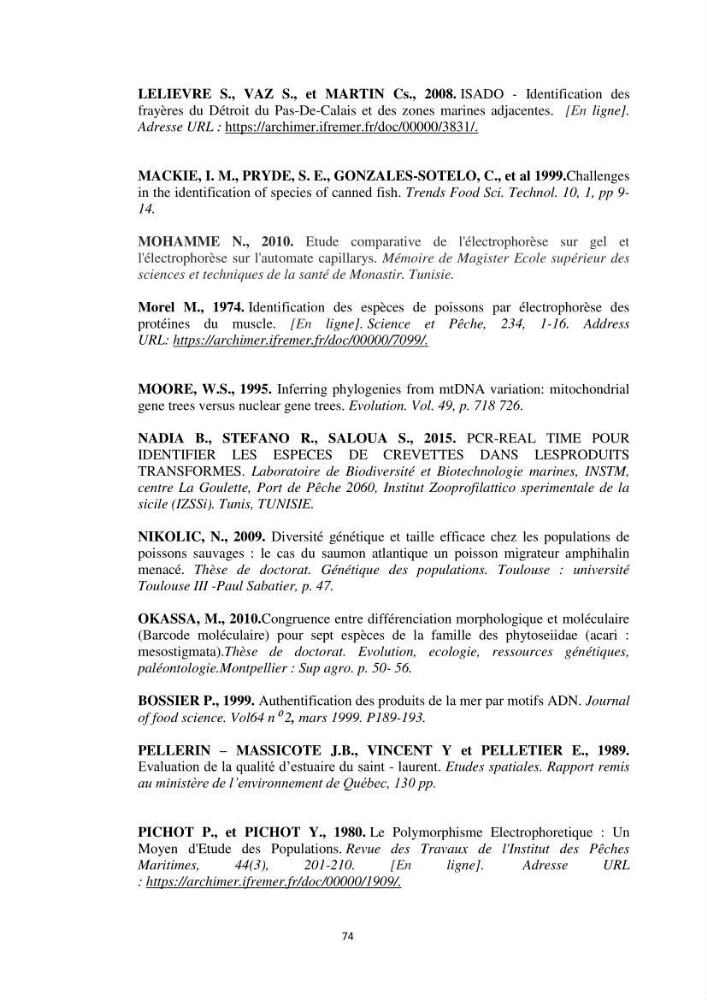 Contribution a la caractérisation systématique et morphologique des poissons :