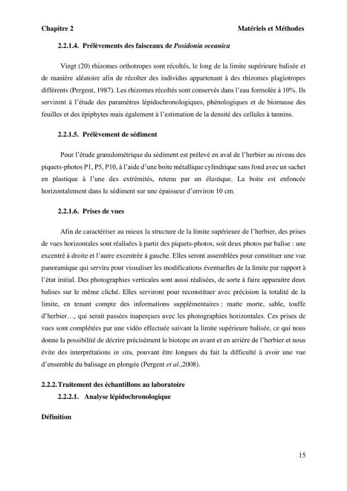 Surveillance de la limite supérieure de l\'herbier à Posidonia océanica du front de mer de la ville de Bou Ismail