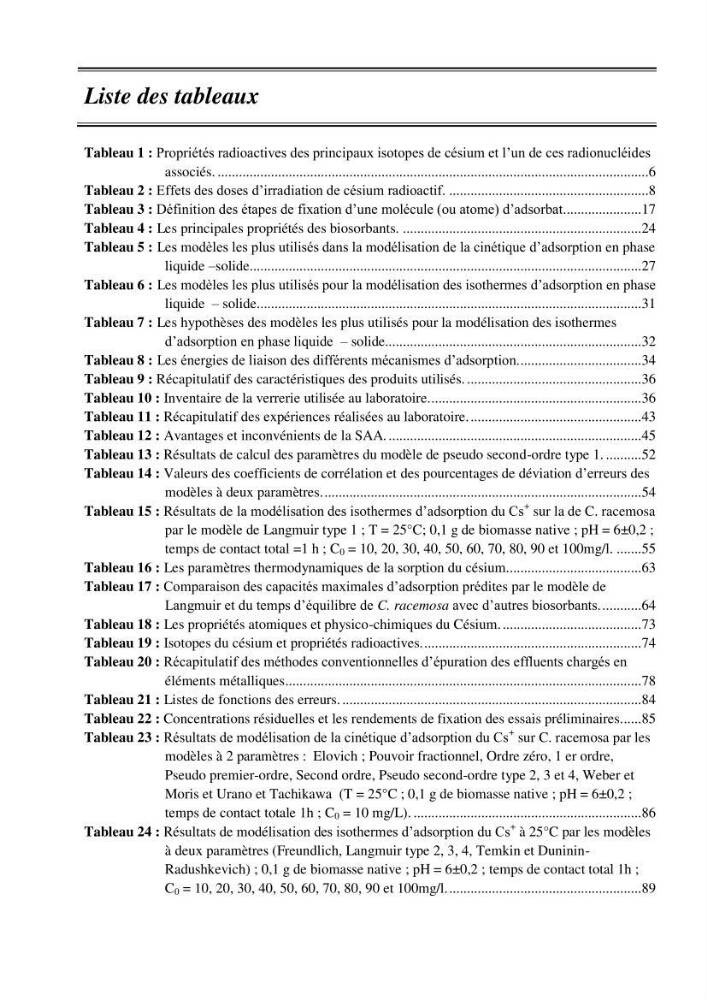 Etude de la rétention de césium en milieu aqueux par un biosorbant