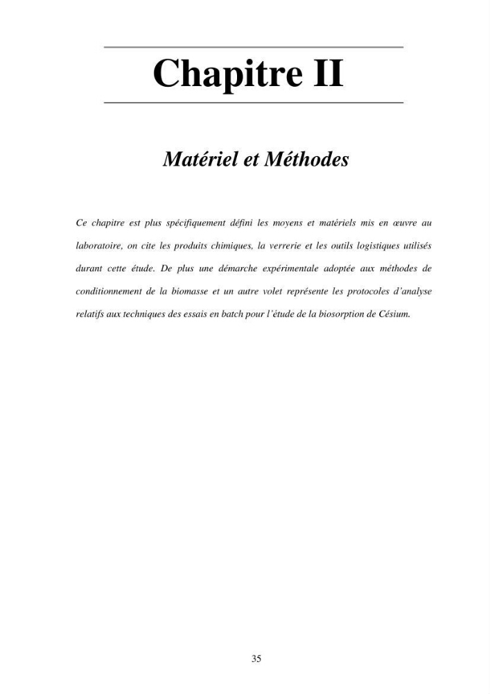 Etude de la rétention de césium en milieu aqueux par un biosorbant