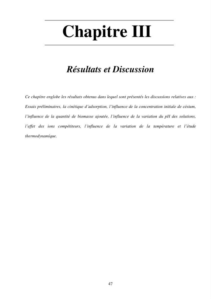 Etude de la rétention de césium en milieu aqueux par un biosorbant