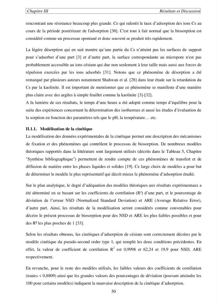 Etude de la rétention de césium en milieu aqueux par un biosorbant
