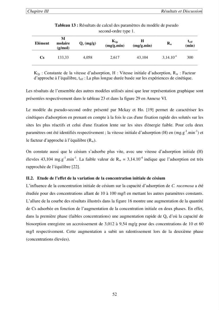 Etude de la rétention de césium en milieu aqueux par un biosorbant
