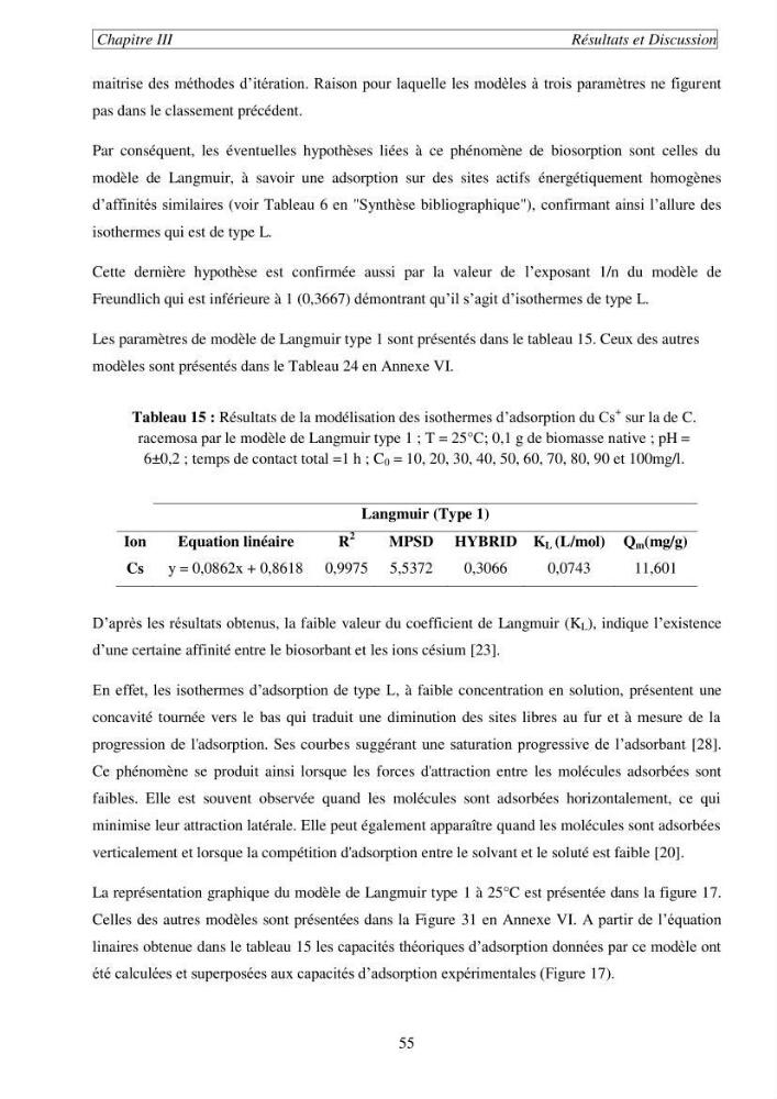 Etude de la rétention de césium en milieu aqueux par un biosorbant