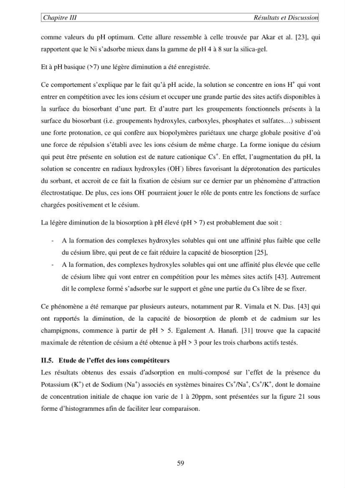 Etude de la rétention de césium en milieu aqueux par un biosorbant