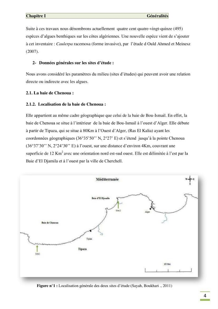 Etude de la flore algale de la région ouest d\' Alger